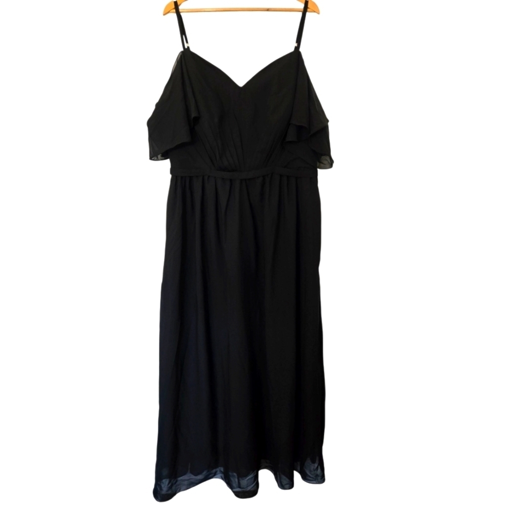Elegant Black Off-Shoulder Dress Size 20